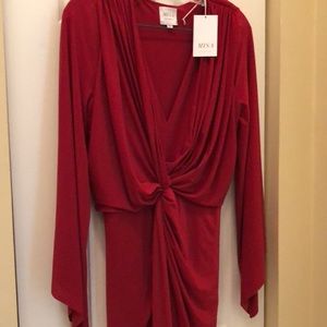 ❤️ Misa Stunning mini under maxi, knotted detail, v-neck asymmetrical dress